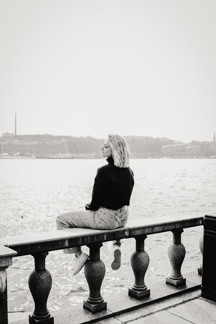 contemplative moment at stockholm riverside