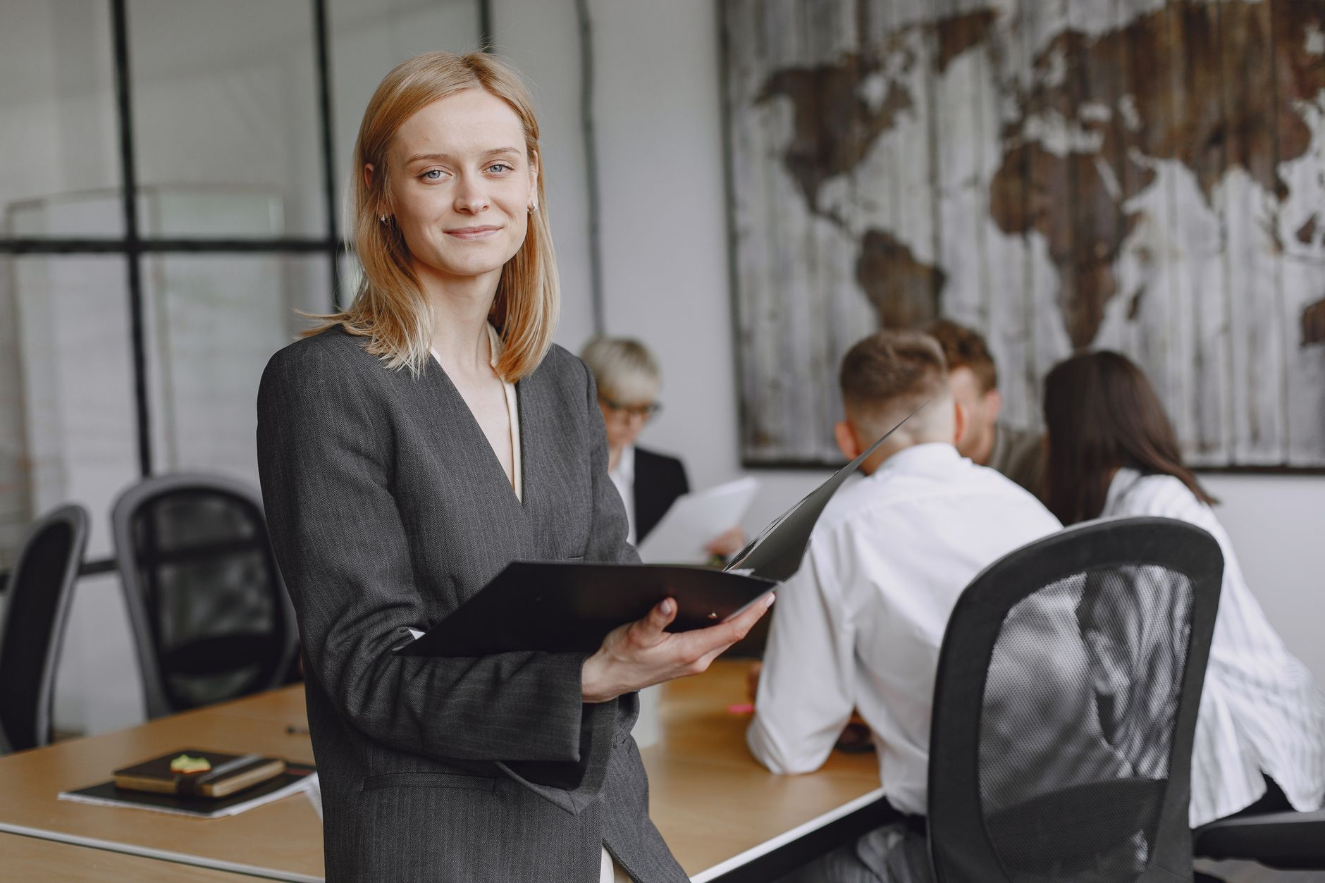 businesswoman in suit in meeting