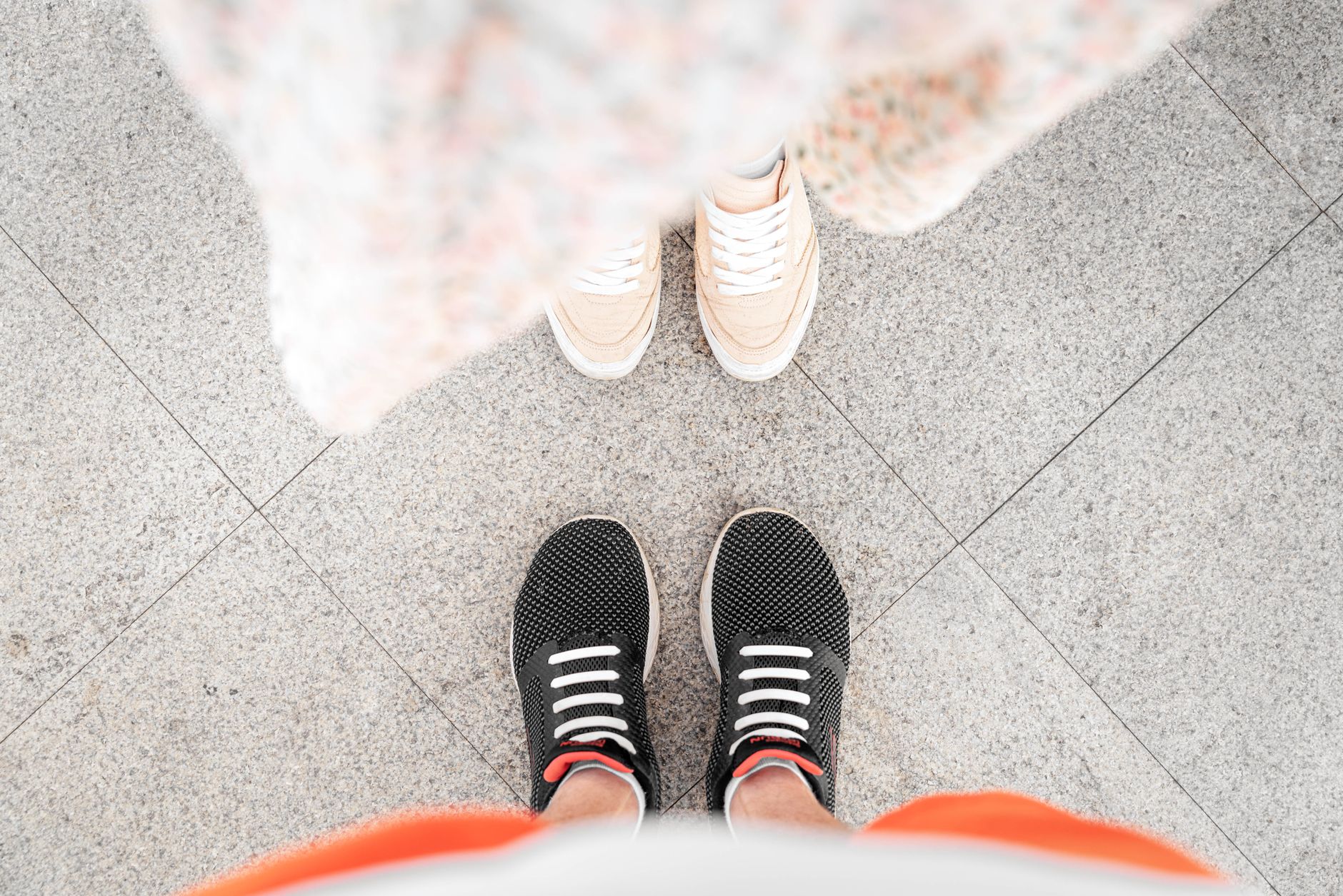 person in black and white striped socks