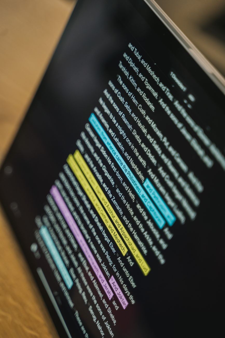 text on tablet screen