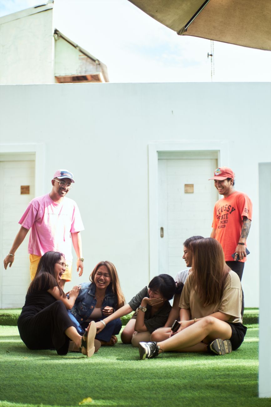 friends sitting and laughing