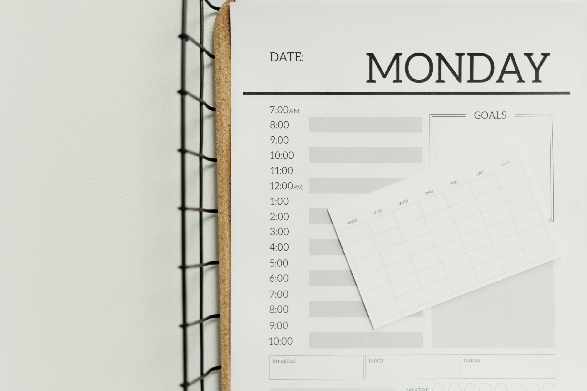 planner on a table